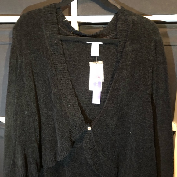 NWT-CATHERINES BLACK VELVETY SHRUG 3X - Picture 2 of 5